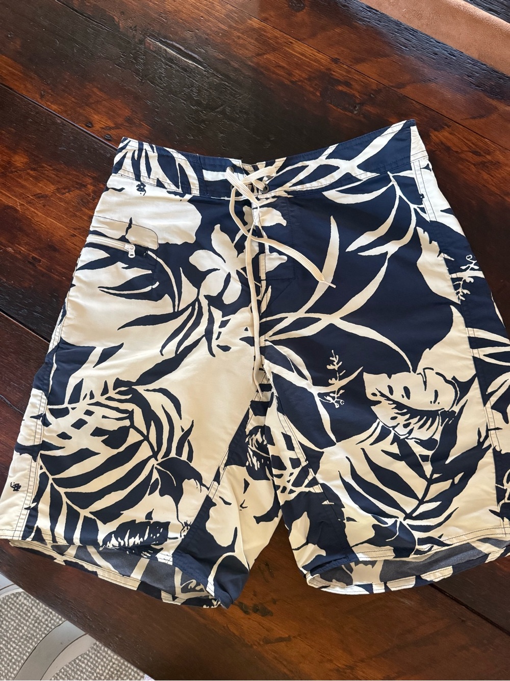 Patagonia Navy and White Tropical Print Men's Hybrid Shorts
